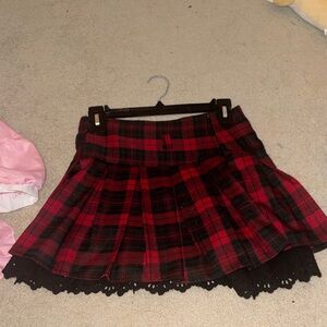 Plaid Red and Black Women's Skirt